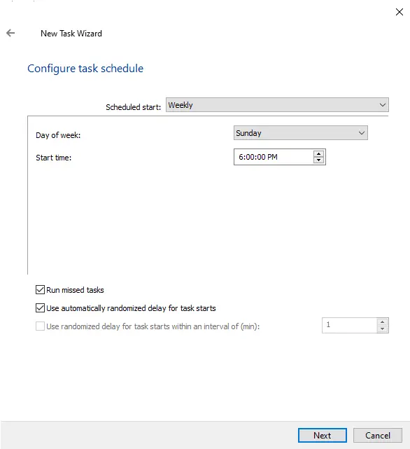 New task schedule Kaspersky