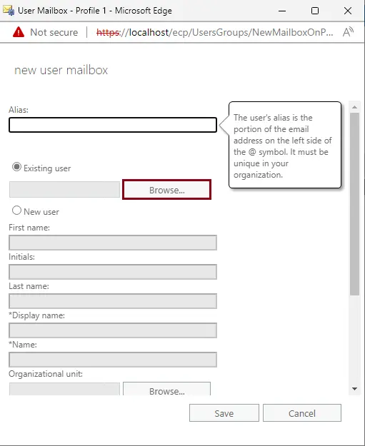 New user mailbox wizard exchange