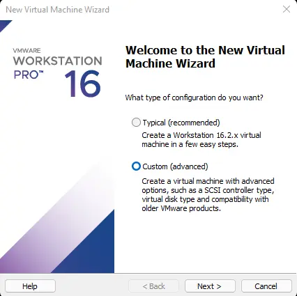 New virtual machine wizard