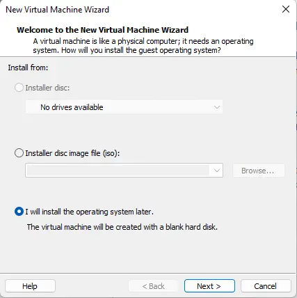 New virtual machine wizard