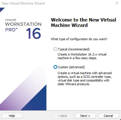 New virtual machine wizard