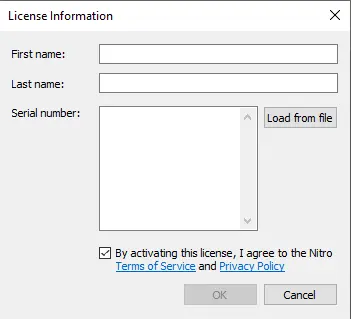 Nitro Pro license information