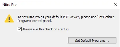 Nitro Pro set default programs