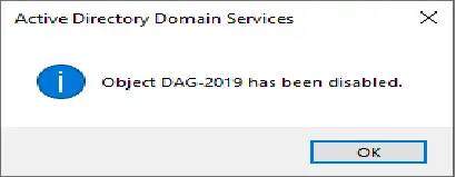 Object has been disabled AD