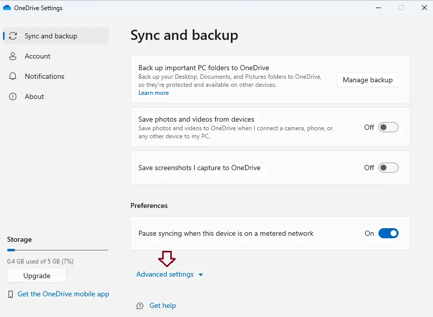 OneDrive settings sync and backup