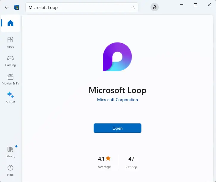 Open Microsoft loop App