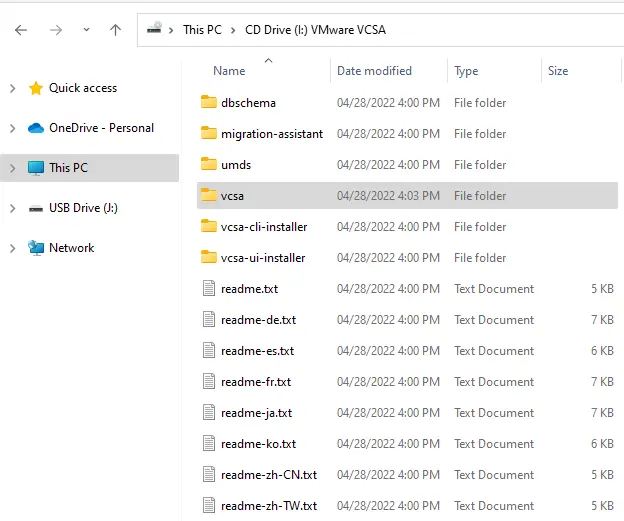 Open VCSA directory