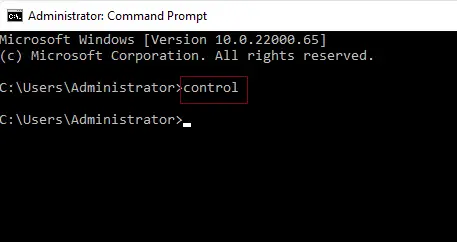 Open control panel command prompt