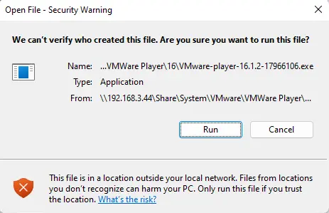 Open file – security warning