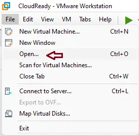 Open virtual machine workstation