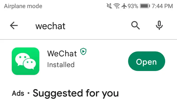 Open wechat app