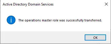 Operation master role successfully transferred