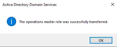 Operations master successfully transferred