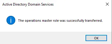Operations master successfully transferred