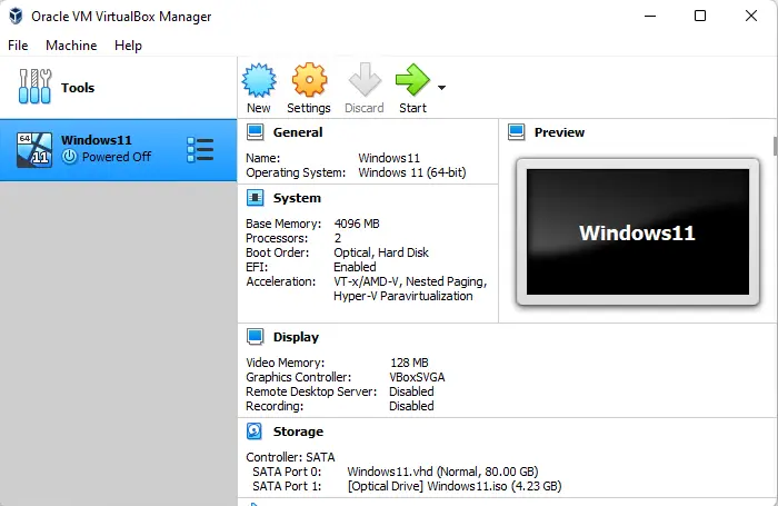 Oracle VM Virtualbox manager