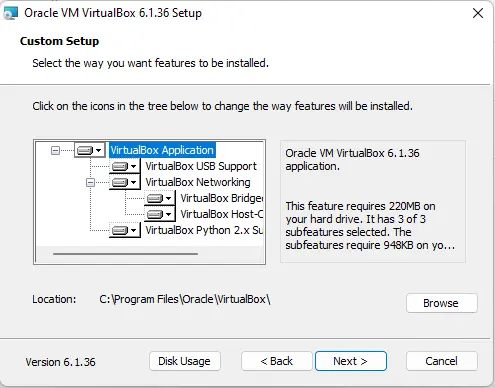 Oracle VirtualBox custom setup