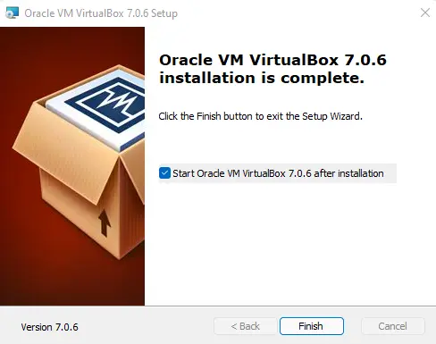 Oracle virtualbox installation is complete
