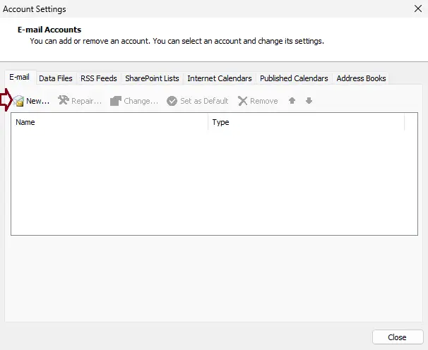 Outlook 2007 account settings