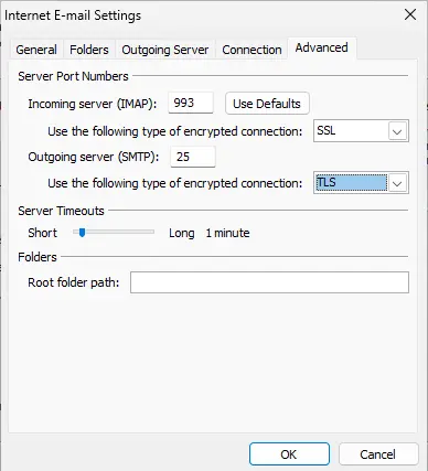 Outlook 2007 internet Email settings