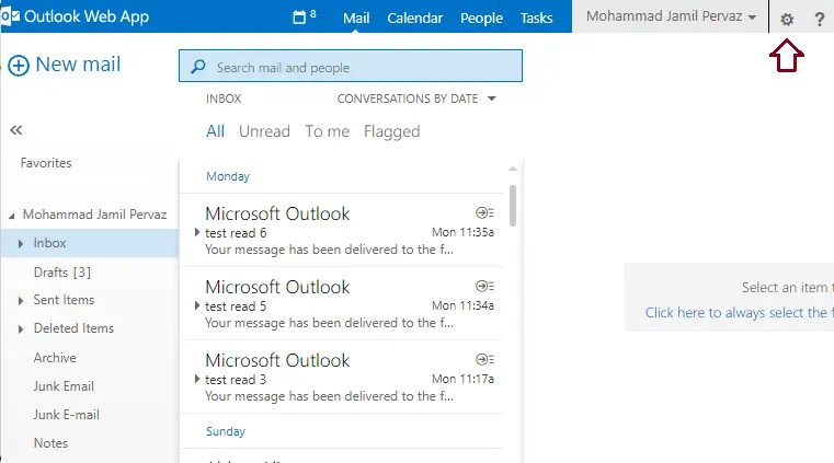 Outlook web app