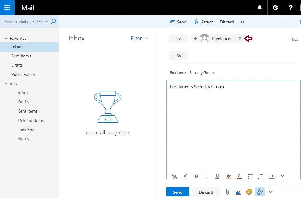 Outlook web app send email