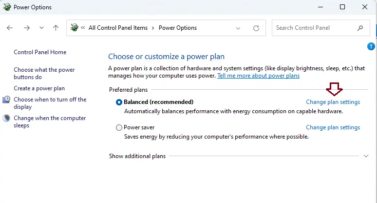 PC power options