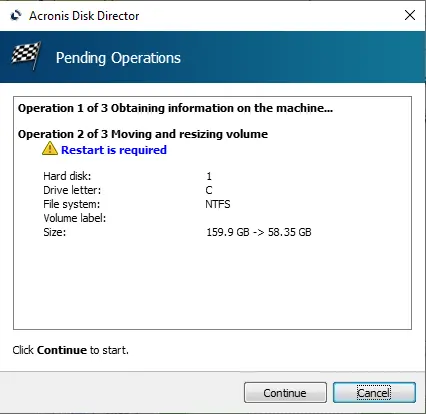 Pending operation Acronis