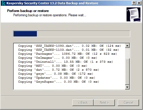 Performing backup or restore operations Kaspersky