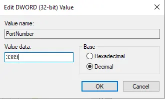 Portnumber RDP-port