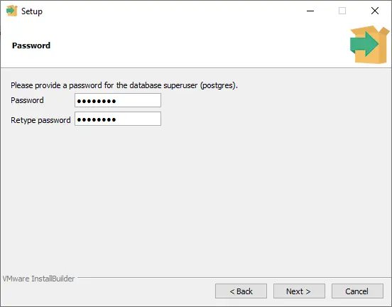 PostgreSQL setup password