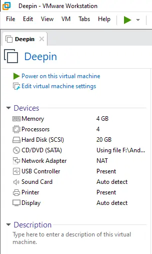 Power on a virtual machine