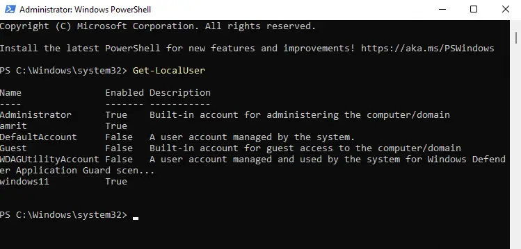 PowerShell get-localuser