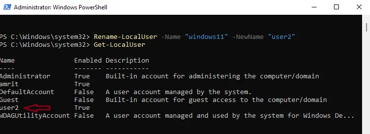 PowerShell rename-localuser