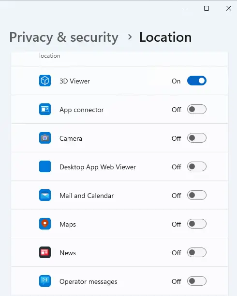 Privacy and security location