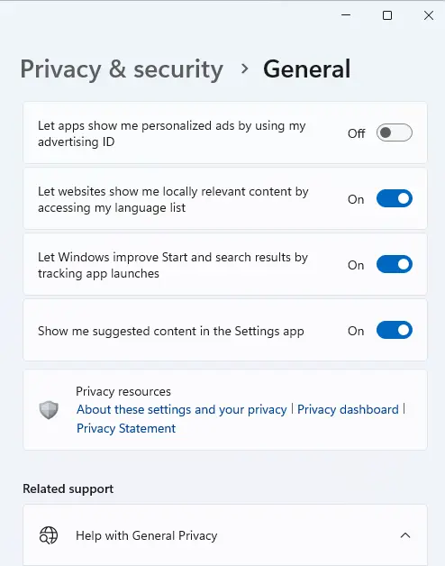 Privacy & security general