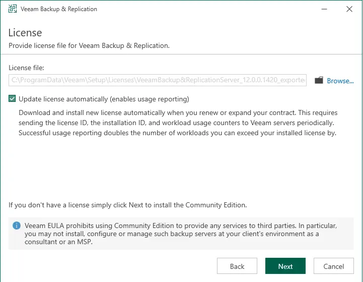 Provide your license for veeam v12