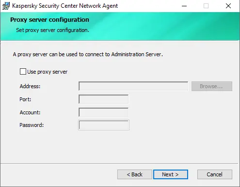 Proxy server configuration network agent