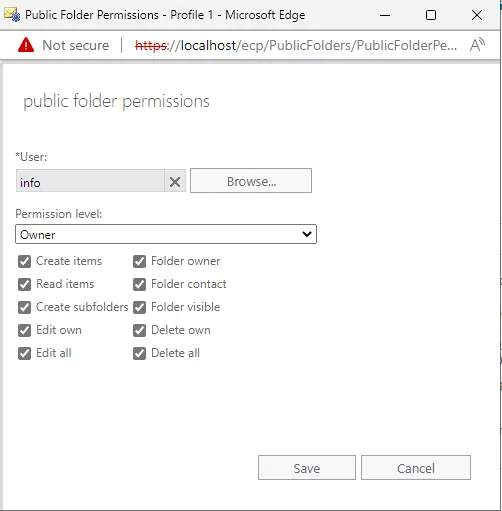 Public folder permissions level