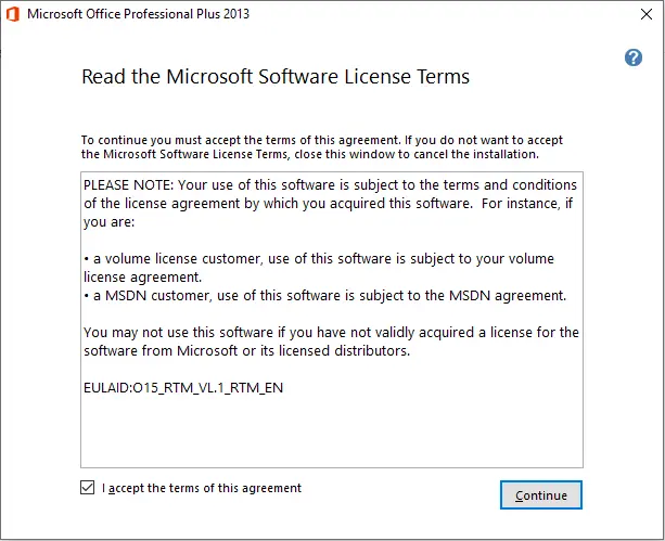 Read the Microsoft license terms