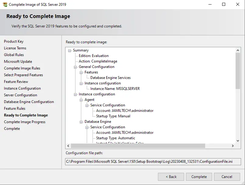 Ready to complete image SQL