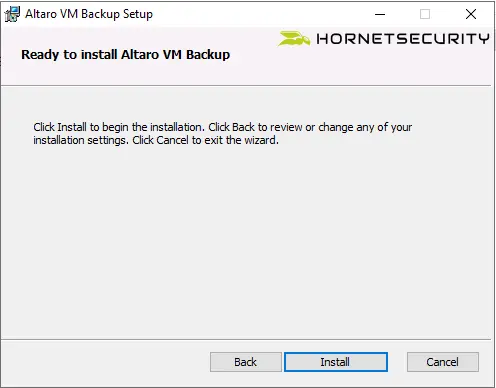 Ready to install Altaro vm backup