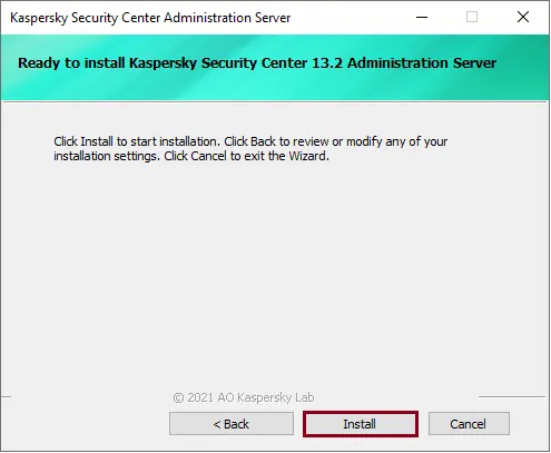 Ready to install Kaspersky Security Center 13