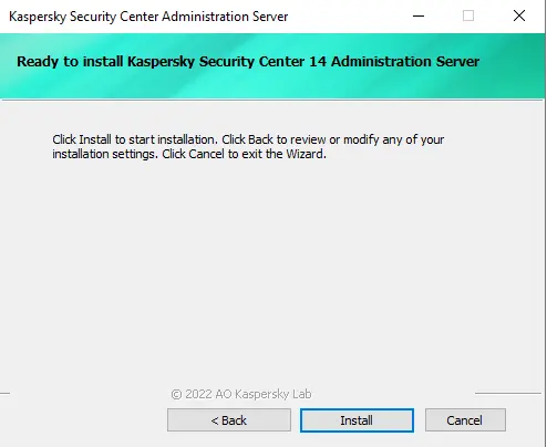 Ready to install Kaspersky security center 14