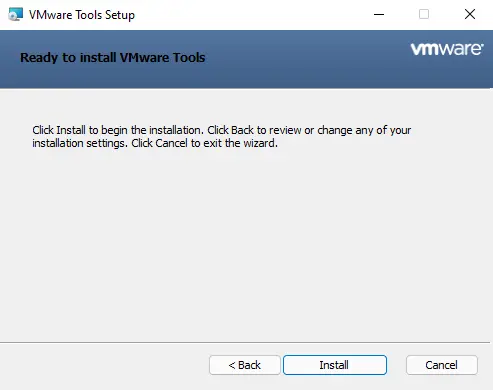 Ready to install VMware tools