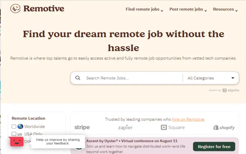 Remotive Remote server Jobs