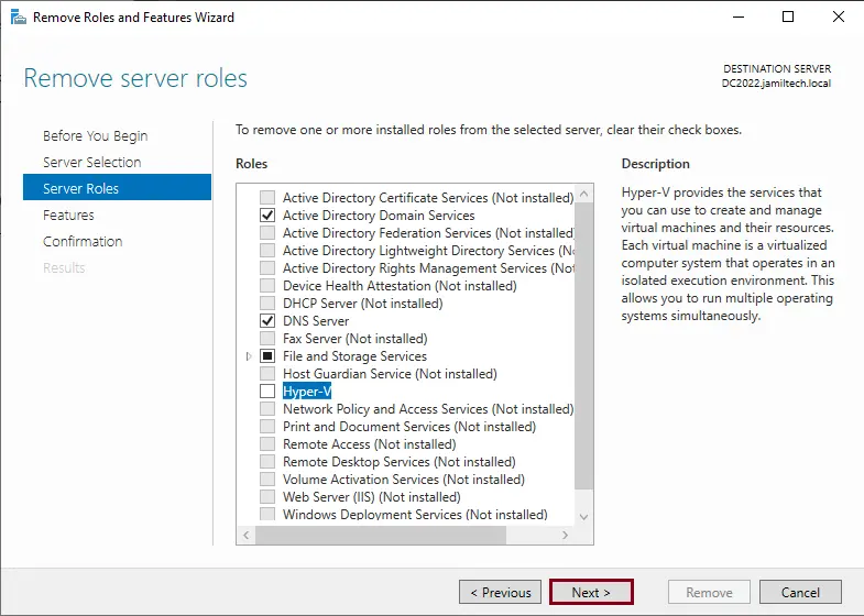 Remove Hyper-V Role