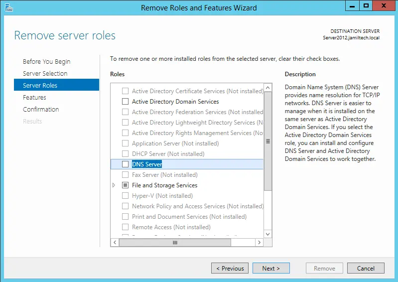 Remove Server roles active directory