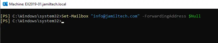Remove email forwarding PowerShell