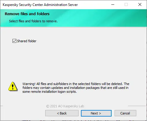 Remove files and folder Kaspersky