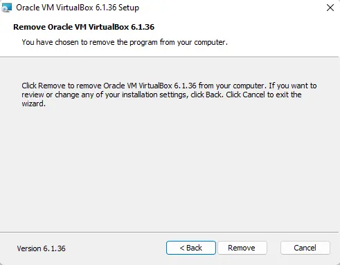 Remove oracle vm virtualbox